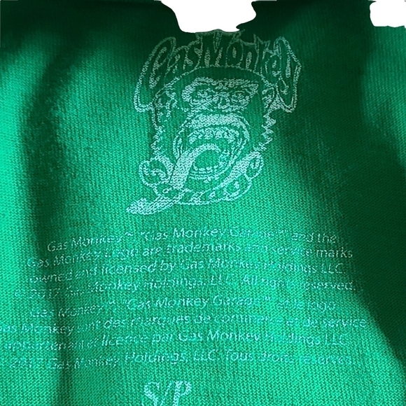 Gas Monkey Garage green black pull-over short-sleeved tee shirt with big logo - Picture 7 of 7